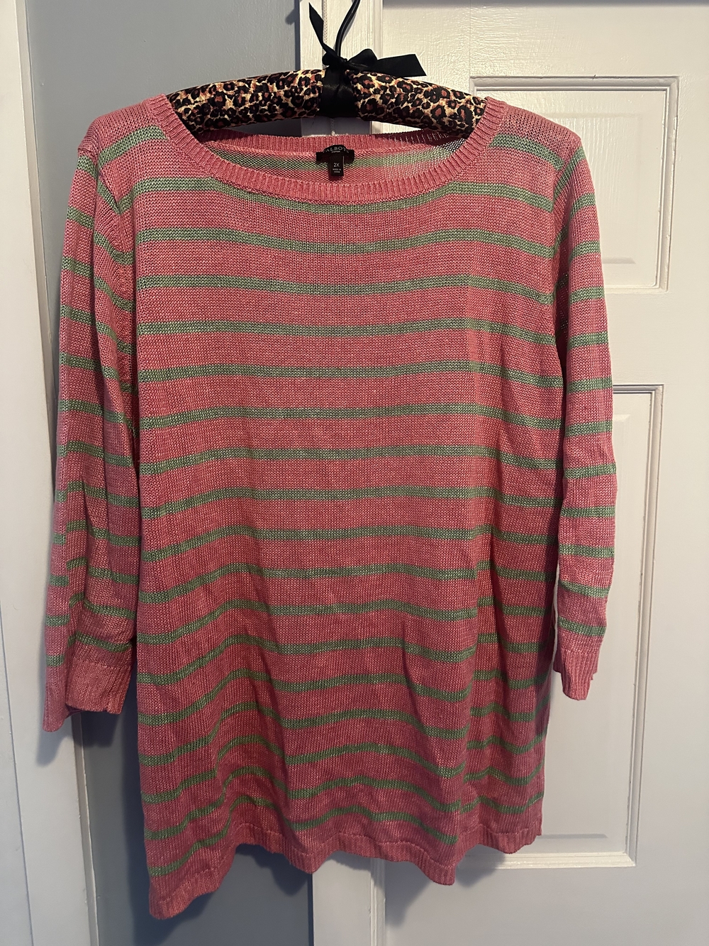 Talbots Pink and Mint Striped Knit Sweater Top